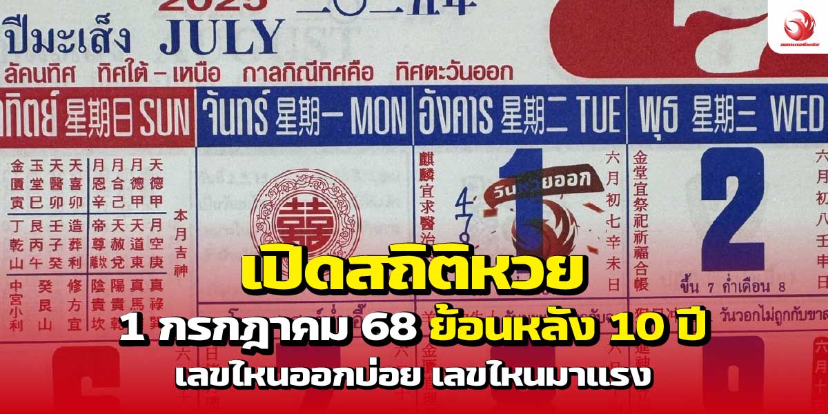 เปิดสถิติหวย 1 กรกฏาคม ย้อนหลัง 10 ปี เลขไหนออกบ่อยมาแรง
